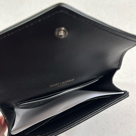 YSL Cassandra Nylon Small Envelope Wallet Quilted Black with Box and Dust Bag - Picture 9 of 14